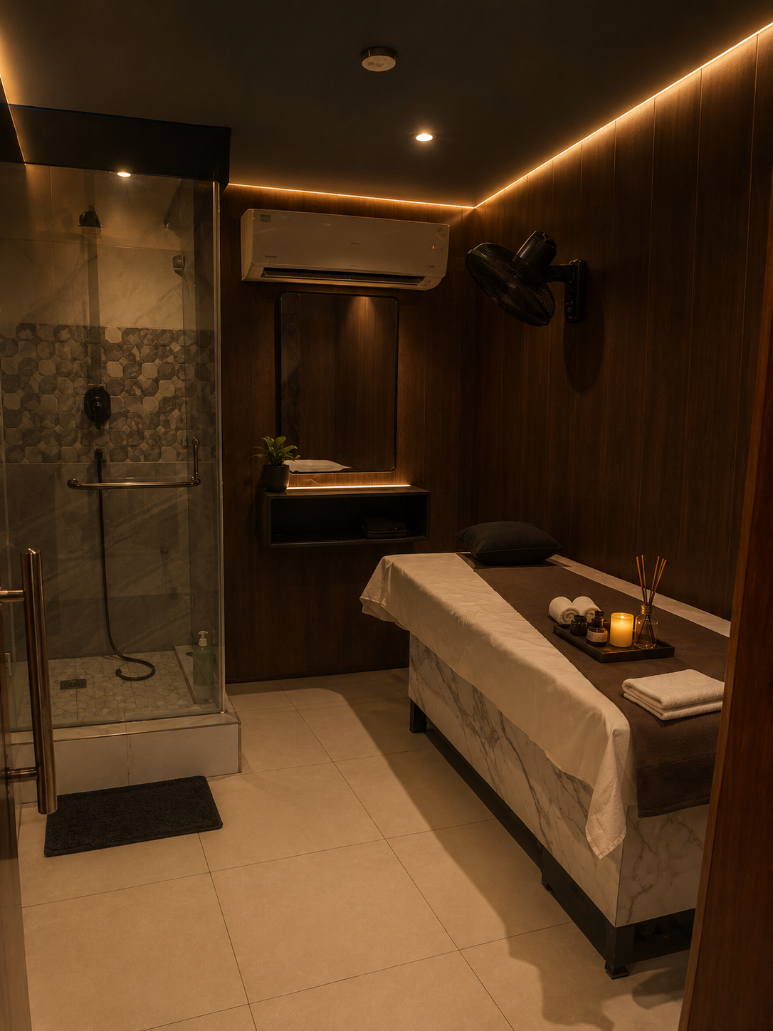 Private spa treatment room at The Spa Space in Sector 14 Gurugram