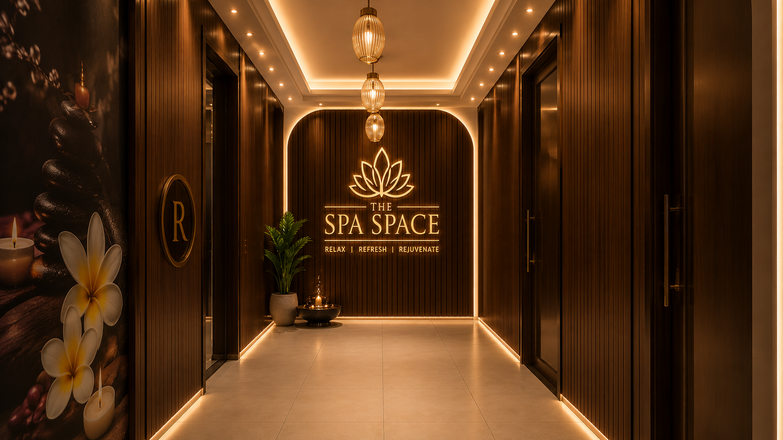 Spa treatment room with massage setup in Gurgaon