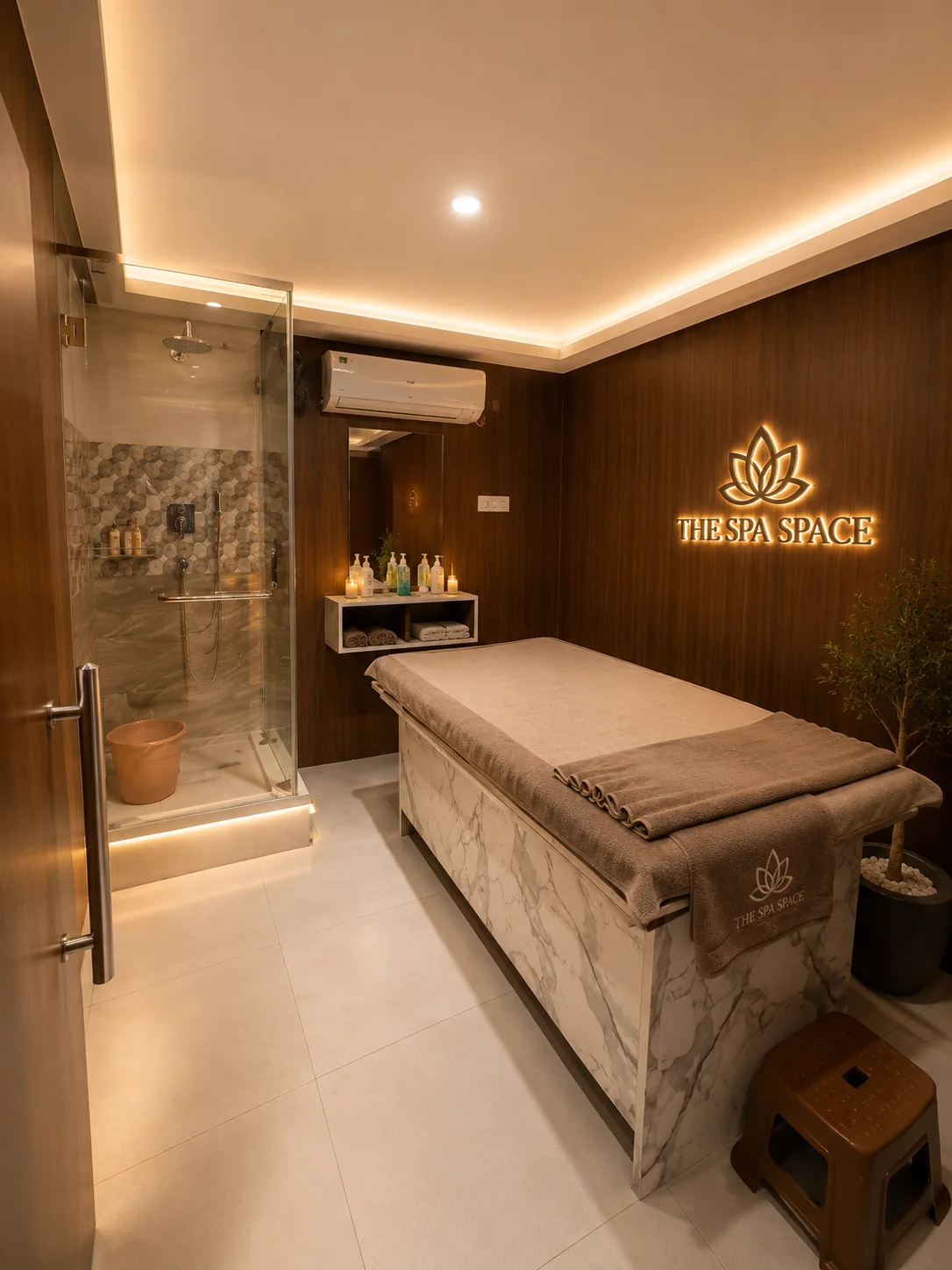 Massage treatment room at The Spa Space in Gurgaon
